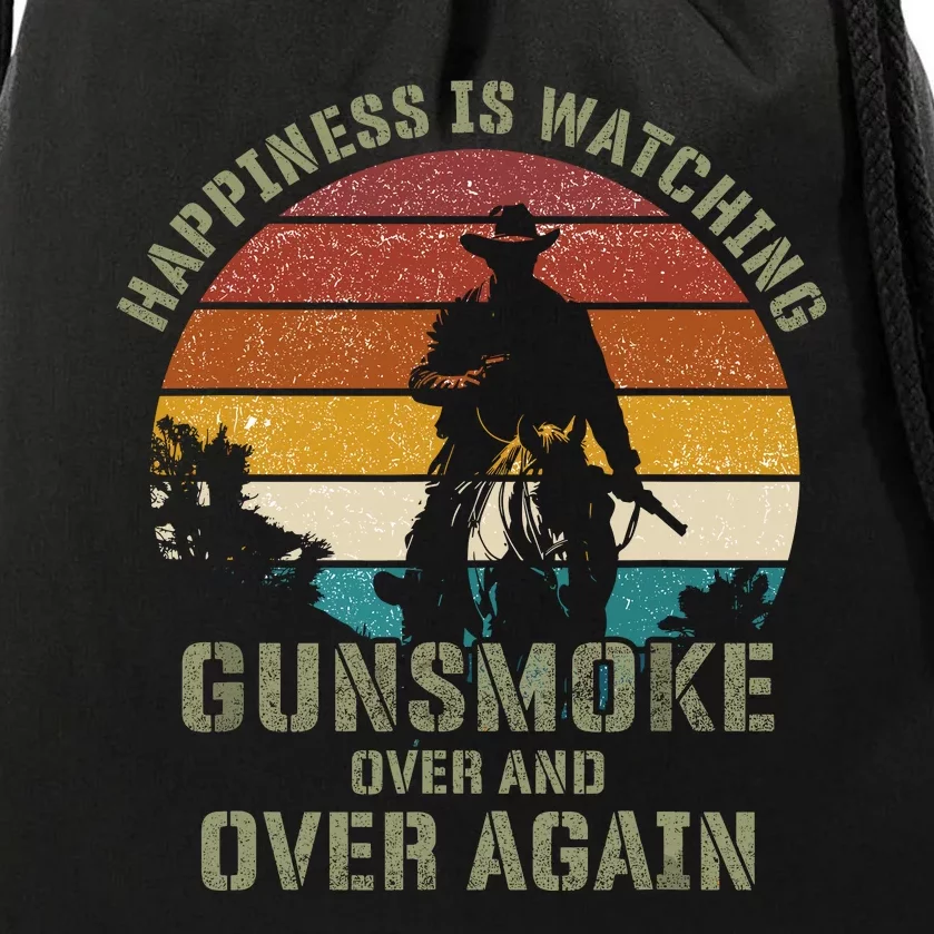 Happiness Is Watching Gunsmoke Over And Over Again Cowboys Drawstring Bag