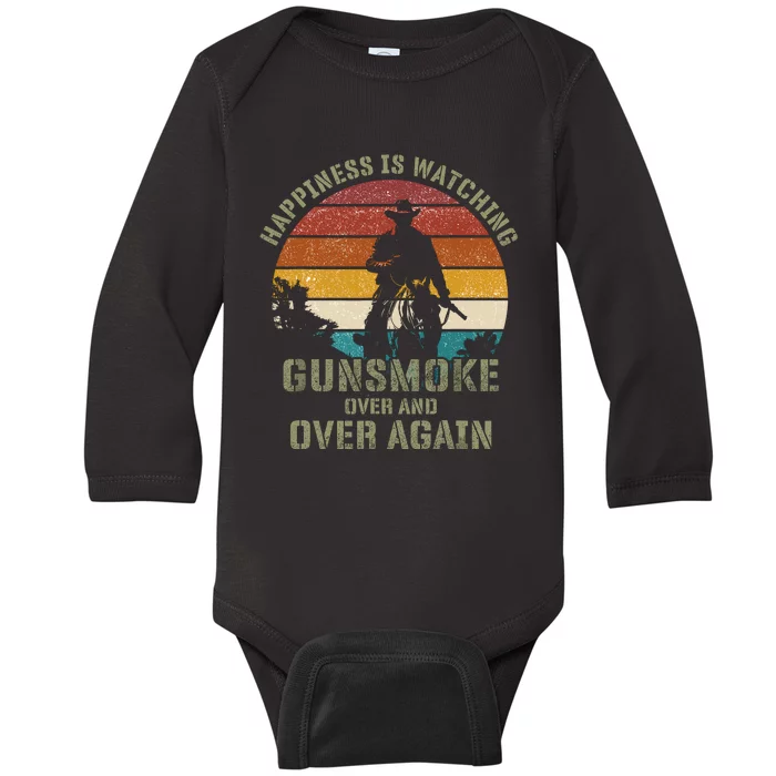 Happiness Is Watching Gunsmoke Over And Over Again Cowboys Baby Long Sleeve Bodysuit