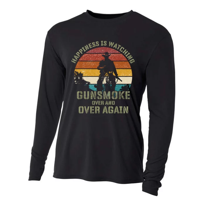 Happiness Is Watching Gunsmoke Over And Over Again Cowboys Cooling Performance Long Sleeve Crew