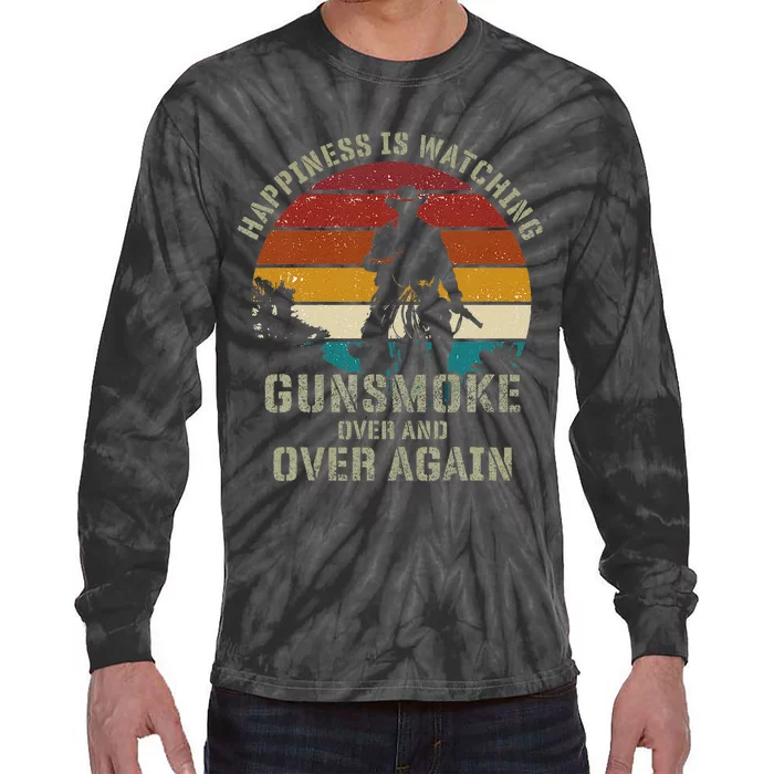 Happiness Is Watching Gunsmoke Over And Over Again Cowboys Tie-Dye Long Sleeve Shirt