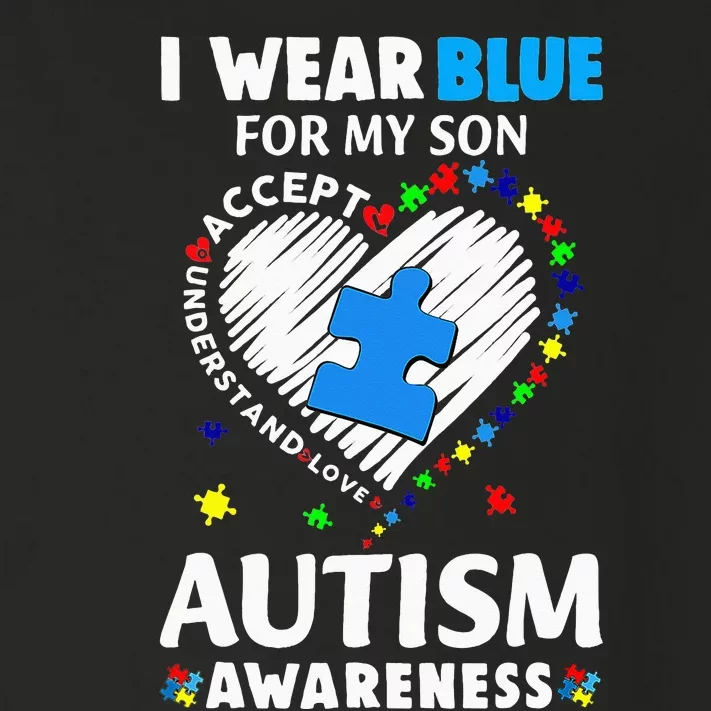 Heart I Wear Blue For My Son Autism Awareness Month Toddler Long Sleeve Shirt