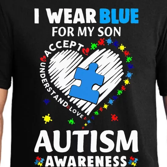 Heart I Wear Blue For My Son Autism Awareness Month Pajama Set