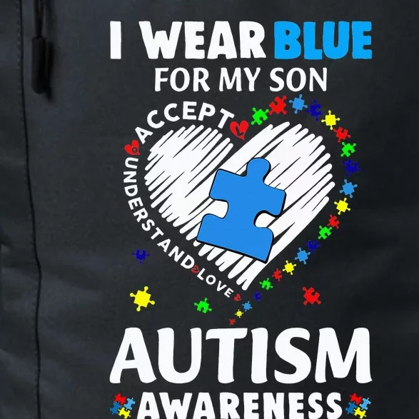 Heart I Wear Blue For My Son Autism Awareness Month Daily Commute Backpack