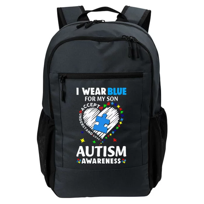 Heart I Wear Blue For My Son Autism Awareness Month Daily Commute Backpack