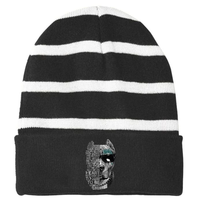 He Is Your Friend Your Partner Your American Bully Dog Bread Striped Beanie with Solid Band