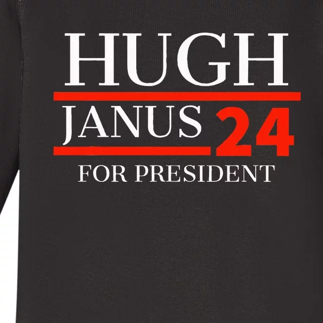 Hugh Janus 24 For President Funny 2024 Election Baby Long Sleeve Bodysuit