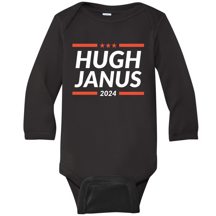 Hugh Janus 24 For President Funny 2024 Election Baby Long Sleeve Bodysuit