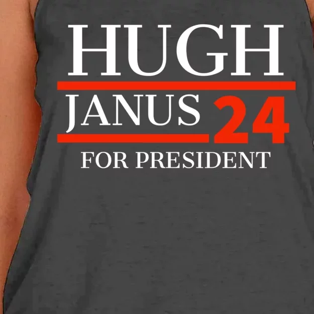 Hugh Janus 24 For President Funny 2024 Election Women's Knotted Racerback Tank