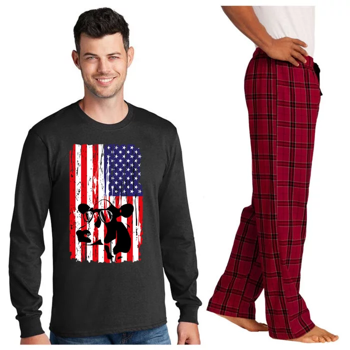 Heifer July 4 American Flag Farmer Gift Cow Cattle Gift Tee Gift Long Sleeve Pajama Set