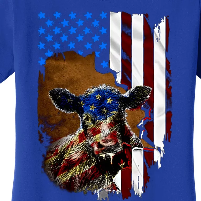 Heifer July 4 American Flag Farmer Gift Cow Cattle Gift Women's T-Shirt