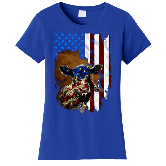 Heifer July 4 American Flag Farmer Gift Cow Cattle Gift Women's T-Shirt