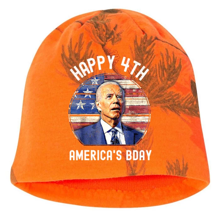 Happy July 4th America's Birthday Funny Anti Joe Biden Gift Kati - Camo Knit Beanie