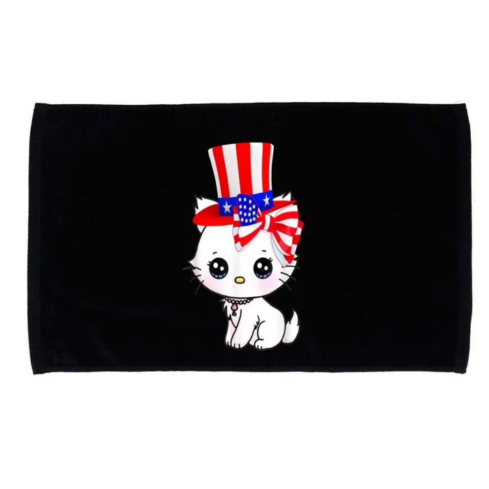 Happy July 4th Usa Flag Cute Cat Daddy Mommy Boy Girl Gift Microfiber Hand Towel