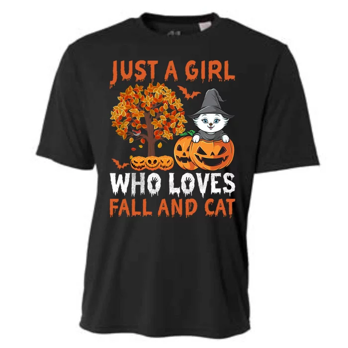 Halloween Just A Who Loves Fall And Cats Gift Cooling Performance Crew T-Shirt