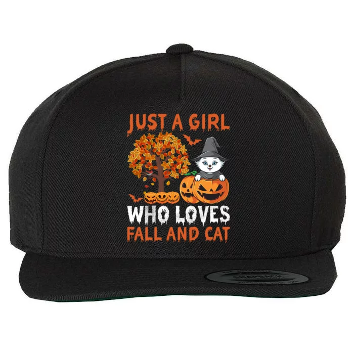 Halloween Just A Who Loves Fall And Cats Gift Wool Snapback Cap