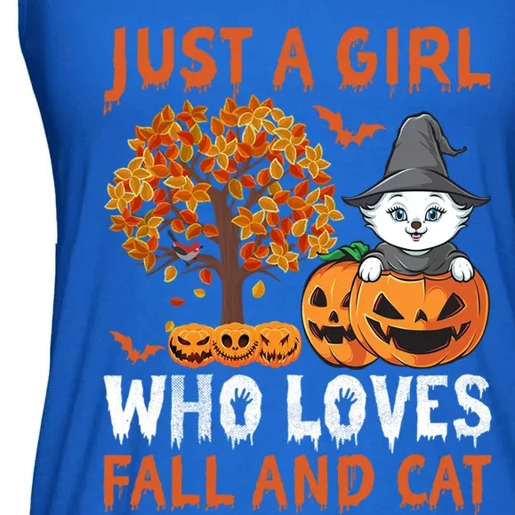 Halloween Just A Who Loves Fall And Cats Gift Ladies Essential Flowy Tank