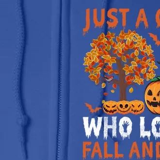 Halloween Just A Who Loves Fall And Cats Gift Full Zip Hoodie