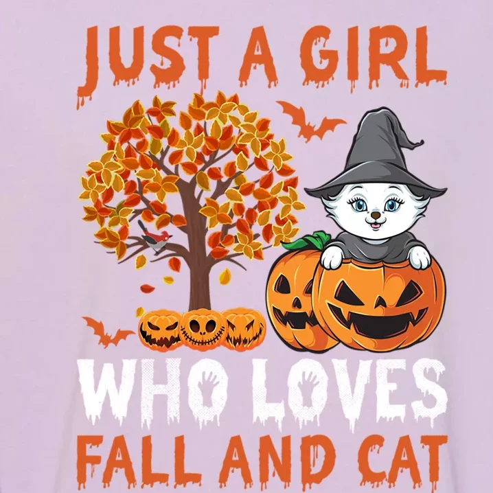 Halloween Just A Who Loves Fall And Cats Gift Garment-Dyed Sweatshirt