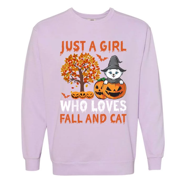 Halloween Just A Who Loves Fall And Cats Gift Garment-Dyed Sweatshirt