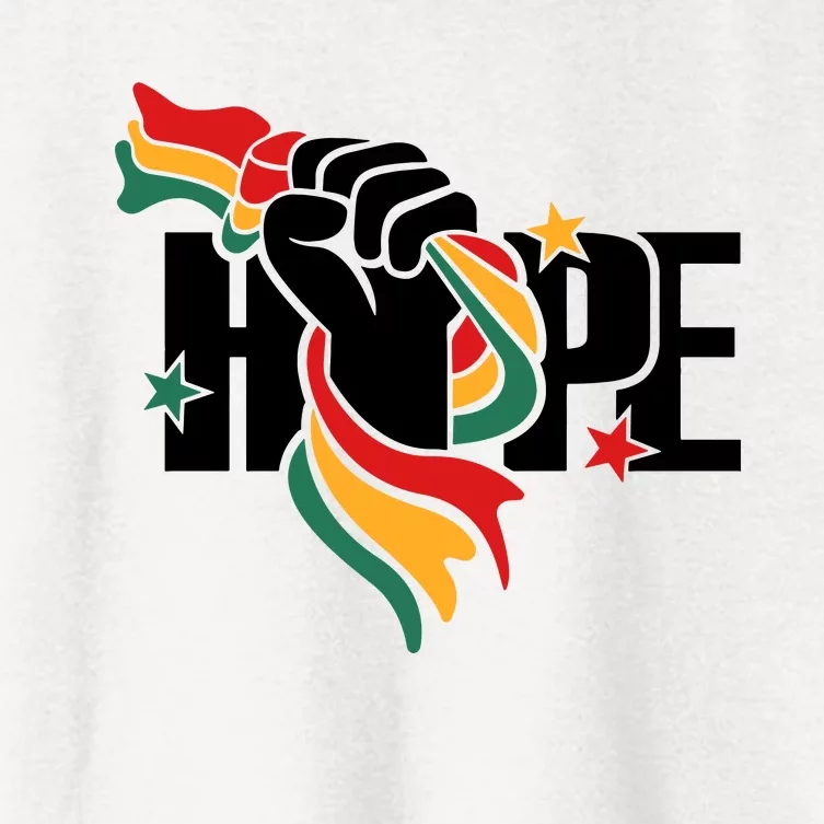 Hope Juneteenth African Flag Fist Black History African Flag Women's Crop Top Tee