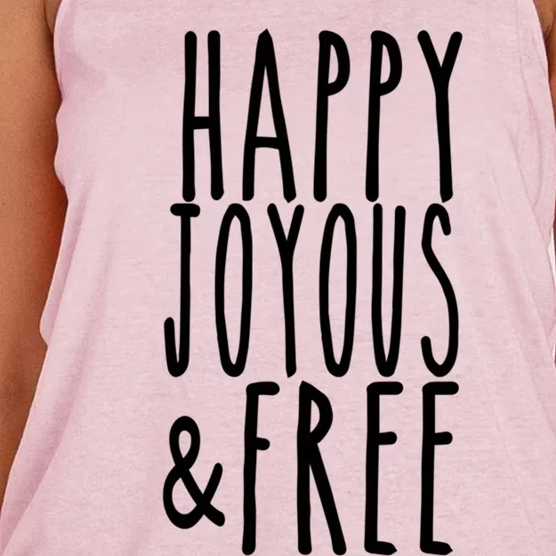 Happy Joyous And Free Aa Sobriety Sober Life Gift Women's Knotted Racerback Tank