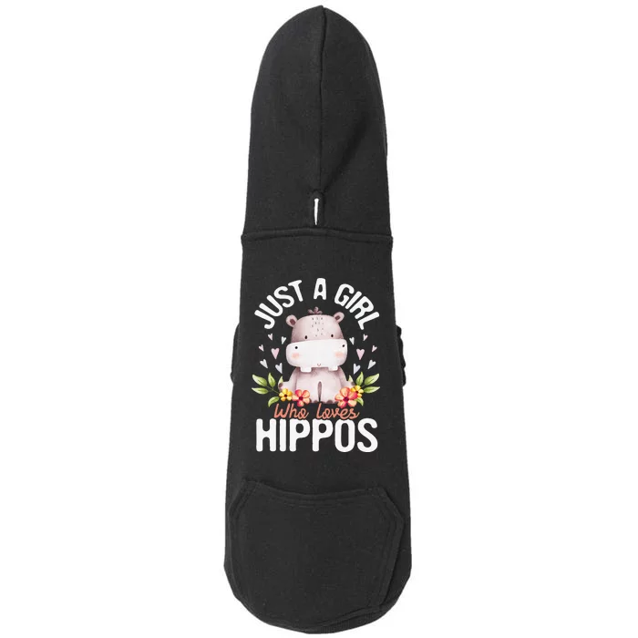 Hippopotamus Just A Who Loves Hippos Flower Cute Floral Doggie 3-End Fleece Hoodie