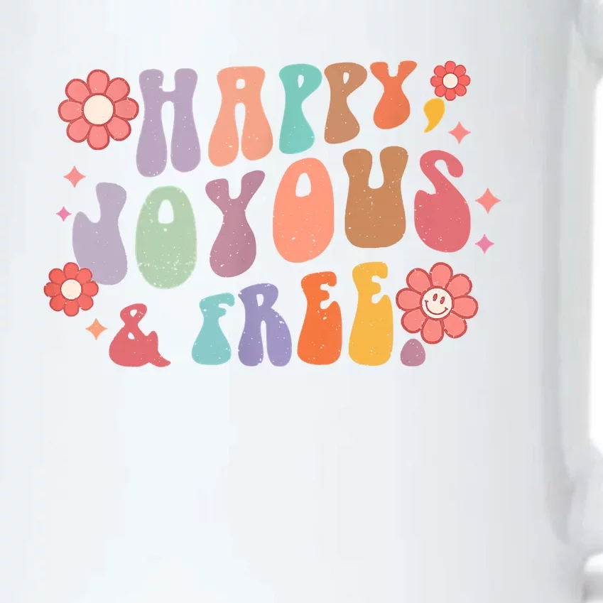 Happy Joyous & A Free Groovy Sobriety Addiction Recovery Black Color Changing Mug