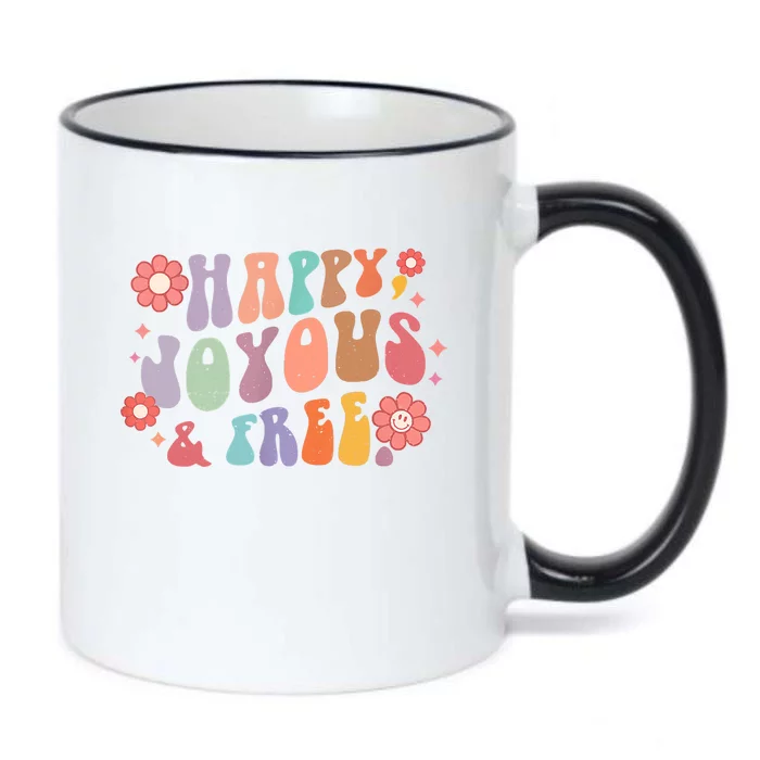 Happy Joyous & A Free Groovy Sobriety Addiction Recovery Black Color Changing Mug