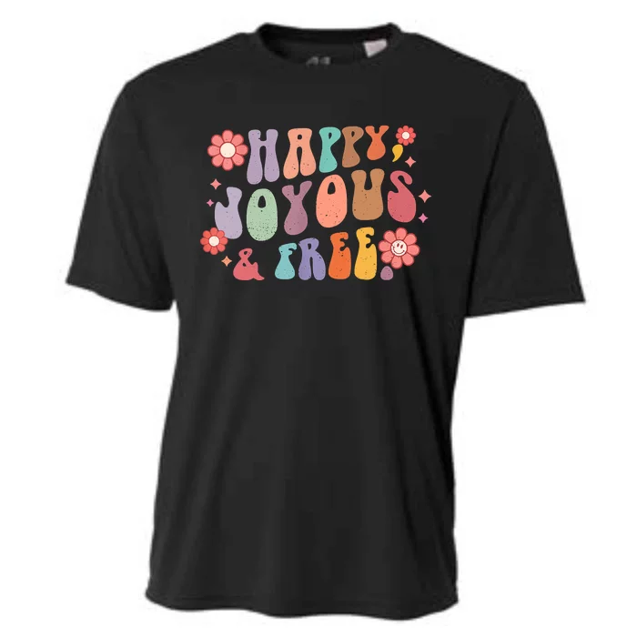 Happy Joyous & A Free Groovy Sobriety Addiction Recovery Cooling Performance Crew T-Shirt