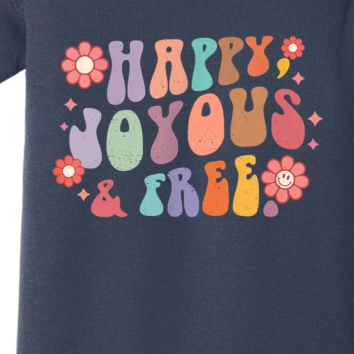 Happy Joyous & A Free Groovy Sobriety Addiction Recovery Baby Bodysuit