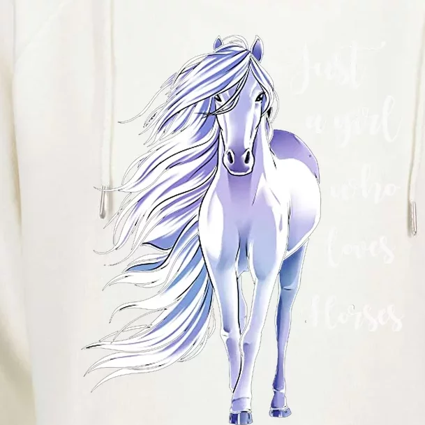 Horse Just A Who Loves Horseback Riding Equestrian Farm Meaningful Gift Womens Funnel Neck Pullover Hood