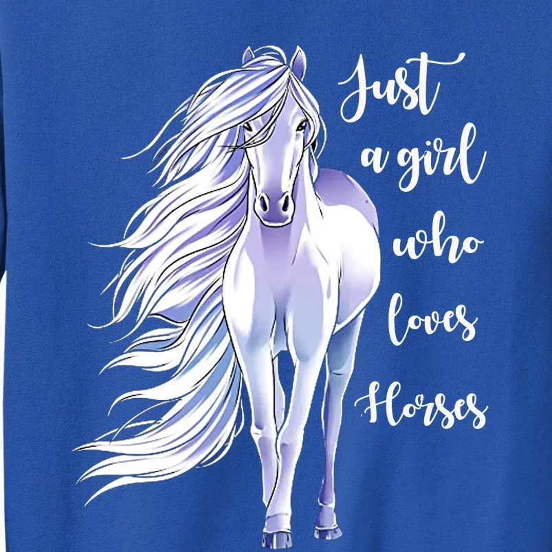 Horse Just A Who Loves Horseback Riding Equestrian Farm Meaningful Gift Tall Sweatshirt