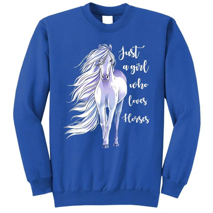 Horse Just A Who Loves Horseback Riding Equestrian Farm Meaningful Gift Tall Sweatshirt