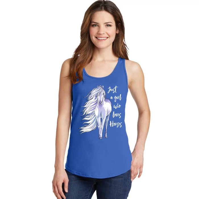 Horse Just A Girl Who Loves Horseback Riding Equestrian Farm Meaningful Gift Ladies Essential Tank