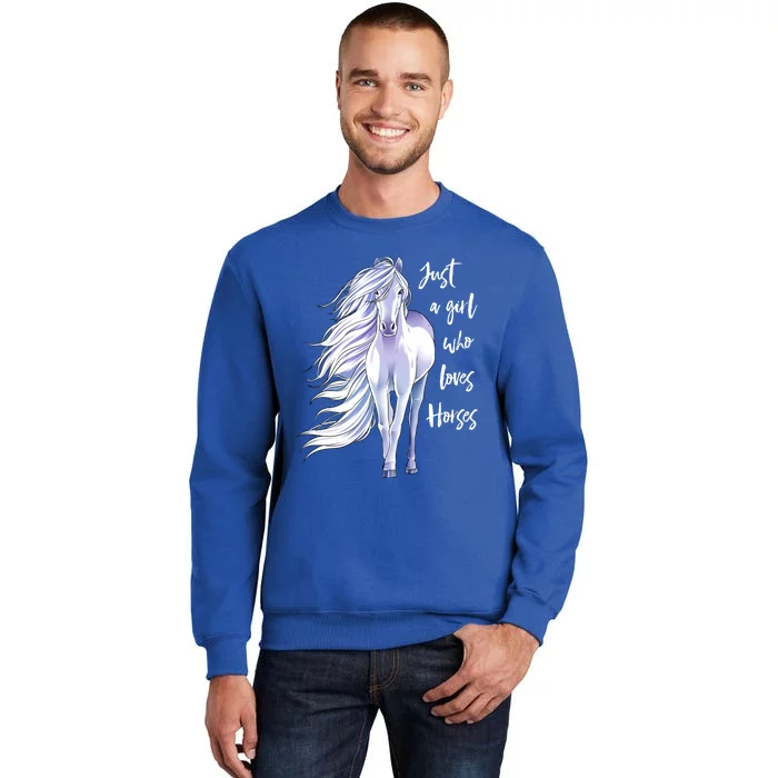 Horse Just A Girl Who Loves Horseback Riding Equestrian Farm Meaningful Gift Tall Sweatshirt