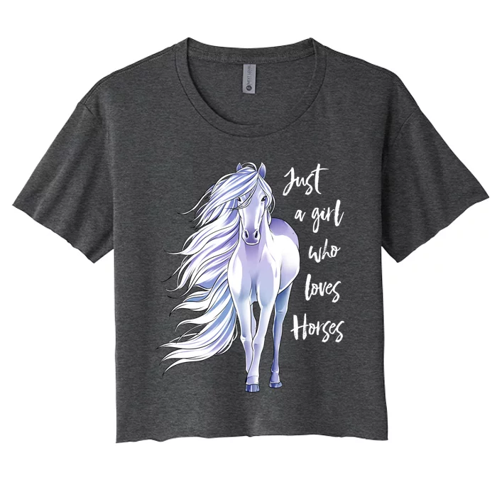 Horse Just A Girl Who Loves Horseback Riding Equestrian Farm Meaningful Gift Women's Crop Top Tee