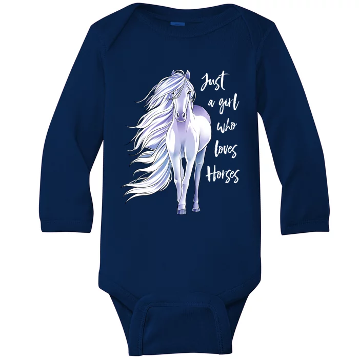 Horse Just A Girl Who Loves Horseback Riding Equestrian Farm Meaningful Gift Baby Long Sleeve Bodysuit