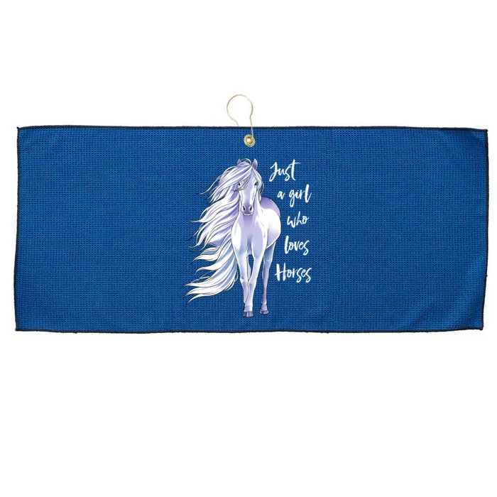 Horse Just A Girl Who Loves Horseback Riding Equestrian Farm Meaningful Gift Large Microfiber Waffle Golf Towel