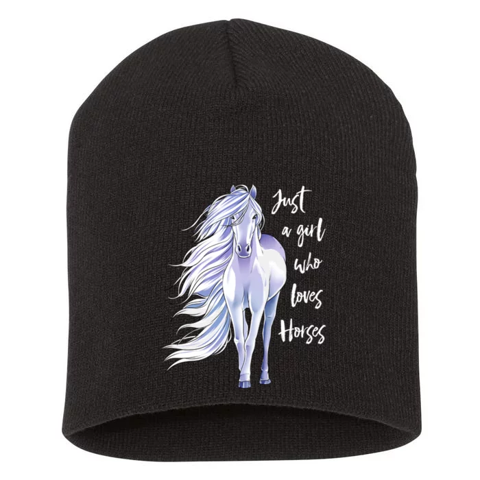 Horse Just A Girl Who Loves Horseback Riding Equestrian Farm Short Acrylic Beanie