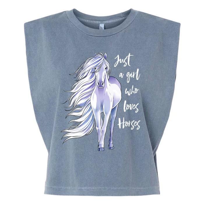 Horse Just A Girl Who Loves Horseback Riding Equestrian Farm Garment-Dyed Women's Muscle Tee