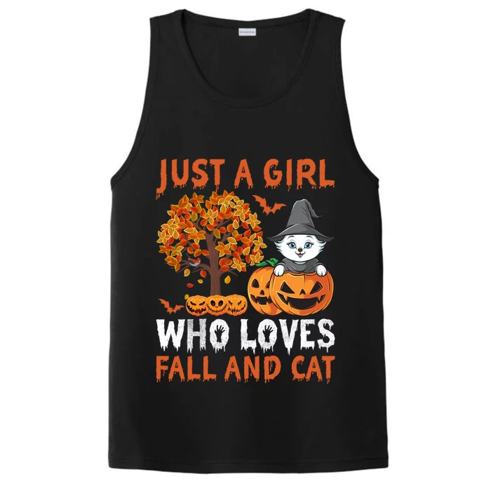 Halloween Just A Who Loves Fall And Cats Gift Performance Tank