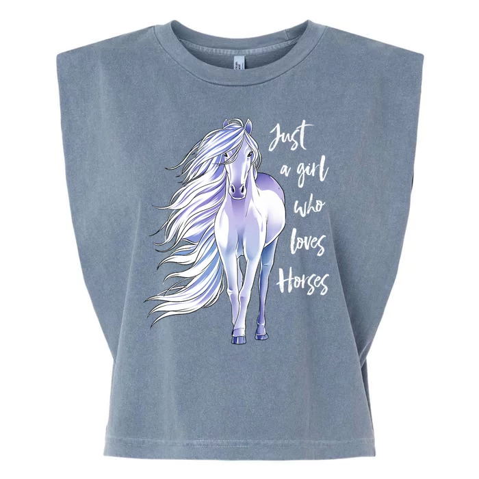 Horse Just A Girl Who Loves Horseback Riding Equestrian Farm Meaningful Gift Garment-Dyed Women's Muscle Tee