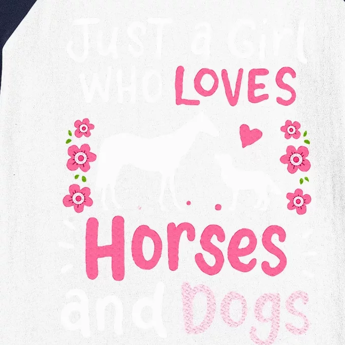 Horse Just a Girl Who Loves Horses and Dogs Funny Gift Baseball Sleeve Shirt