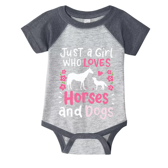 Horse Just a Girl Who Loves Horses and Dogs Funny Gift Infant Baby Jersey Bodysuit