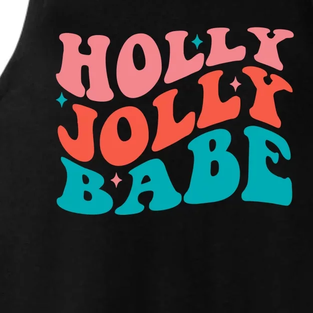 Holly Jolly Babe Retro Christmas Ladies Tri-Blend Wicking Tank