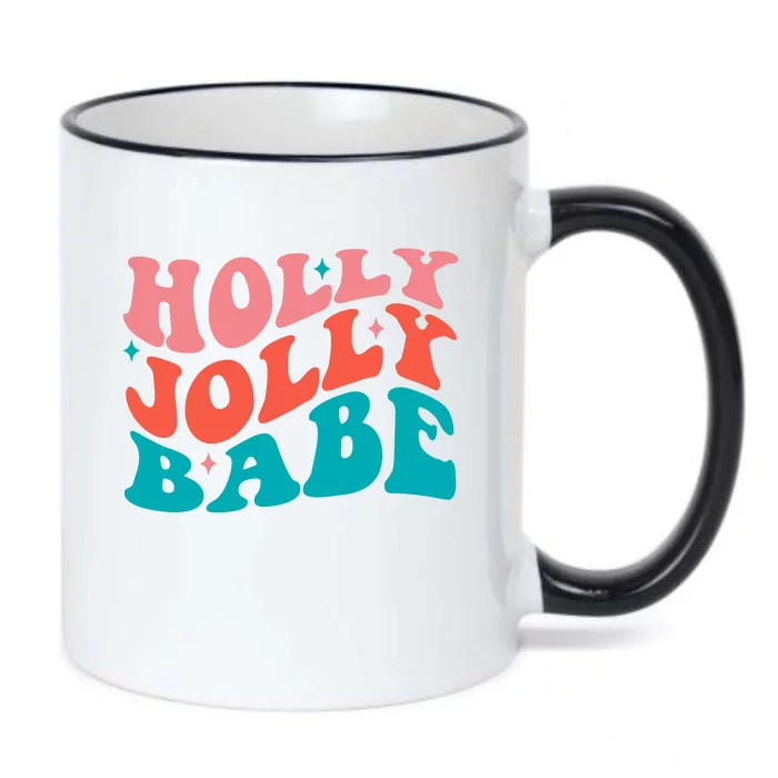 Holly Jolly Babe Retro Christmas Black Color Changing Mug