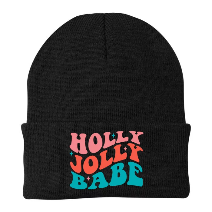 Holly Jolly Babe Retro Christmas Knit Cap Winter Beanie