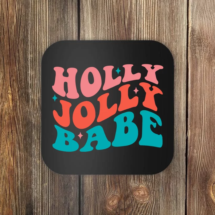 Holly Jolly Babe Retro Christmas Coaster