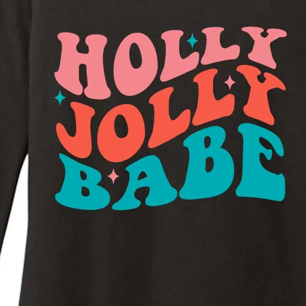 Holly Jolly Babe Retro Christmas Womens CVC Long Sleeve Shirt