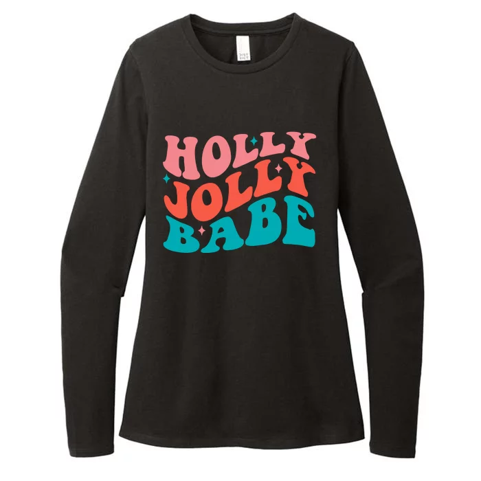 Holly Jolly Babe Retro Christmas Womens CVC Long Sleeve Shirt